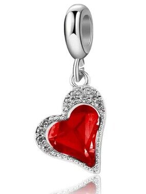 Red Heart Crystal Dangle Charm Pendant - Women Jewelry